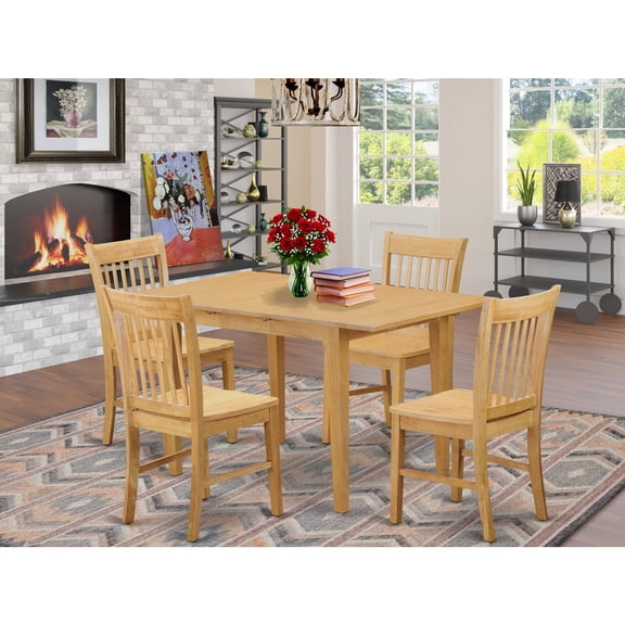 NOFK5-OAK-W 5 Pc dinette set - Dining Tables for small spaces and 4 Chairs for Dining room