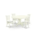 thumbnail image 1 of East West Furniture - AVVA5-LWH-C - 5-Pc Dinette Room Set- 4 Mid Century Dining Chairs with Linen Fabric Seat and Slatted Chair Back - Butterfly Leaf Wood Dining Table - Linen White Finish, 1 of 10
