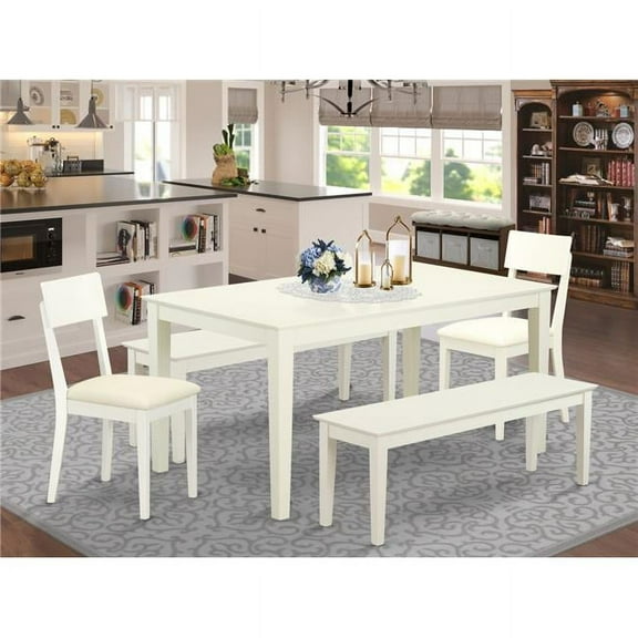 East West Furniture  5 Piece Capri Dining Table Set - Linen White