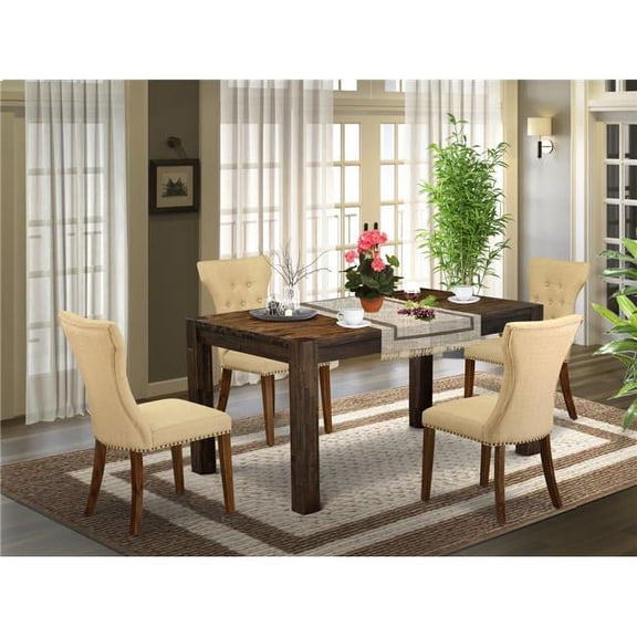 East West Furniture  5 Piece Celina Dining Table Set - Sand Blasting Antique Walnut