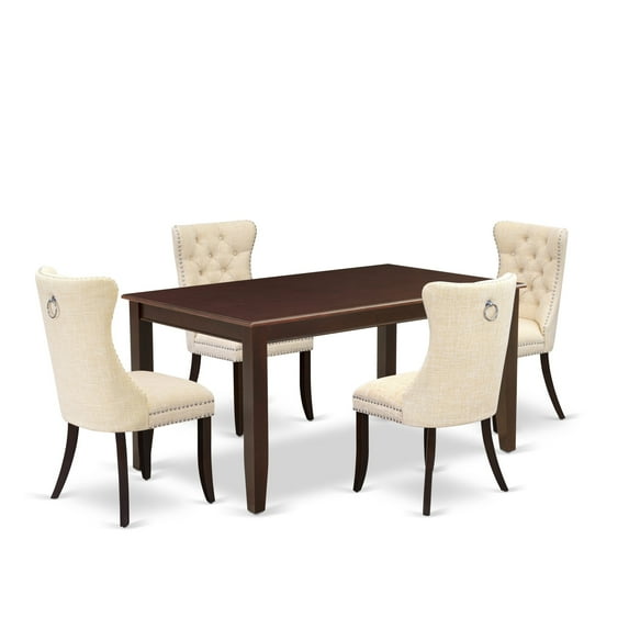 East West Furniture 5 Piece Dinette Set Consists of a Rectangle Dining Table