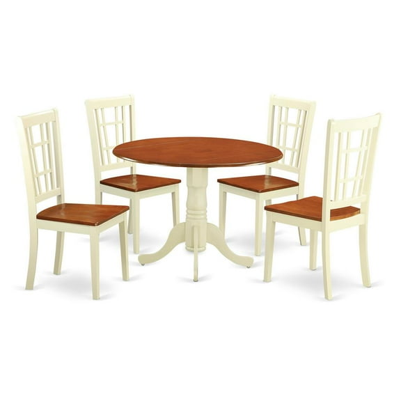 East West Furniture Dublin 5-piece Wood Dining Table and Chair Set in Cherry