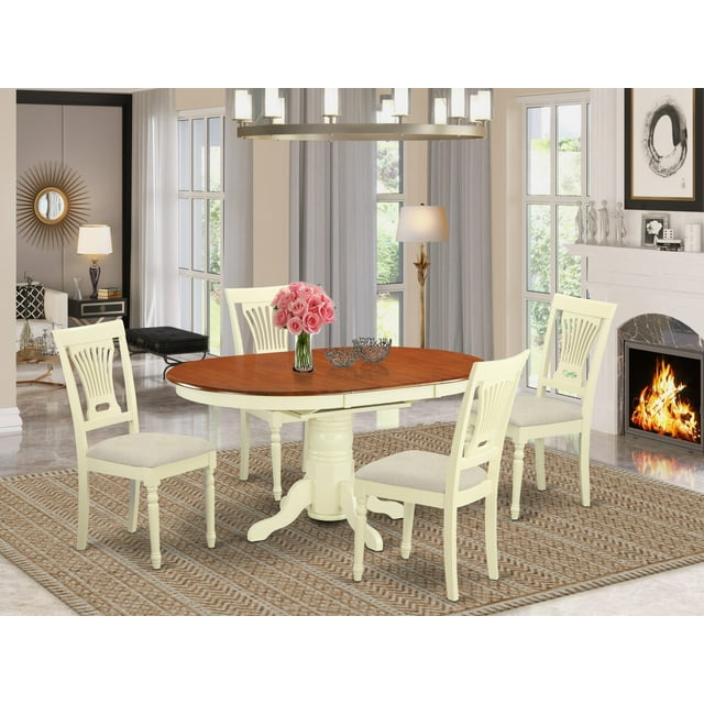 East West Furniture 5 Piece Set an Oval Dining Room Table and