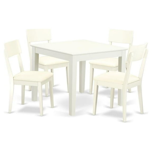 East West Furniture Oxford 5-piece Wood Dinette Set in Linen White