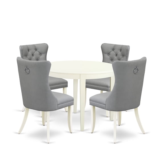 East West Furniture 5 Piece Dining Room Furniture Set Contains a Round Dining Table