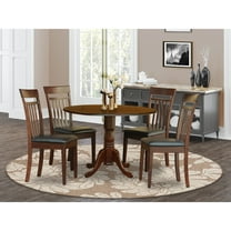 East West Furniture 5 Piece Dining Room Furniture Set- a Round Kitchen Table and 4 Dining Chairs, Mahogany (Seat Options) DLCA5-MAH-LC