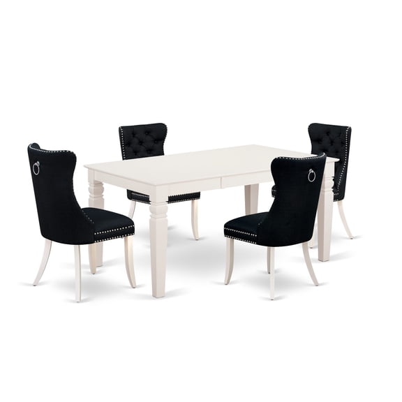 East West Furniture 5 Piece Dining Room Set Contains a Rectangle Wooden Table with Butterfly Leaf