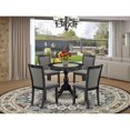 thumbnail image 1 of East West Furniture 5-Piece Dining Room Table Set Contains a Modern Dining Room Table and 4 Baby Blue Linen Fabric Dining Chairs - Wire Brushed Black Finish, 1 of 7
