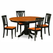 East West Furniture 5-Piece Dining Room Table Set-Finish:Black & Cherry,Number of Items:5,Shape:Oval,Style:Wood Seat