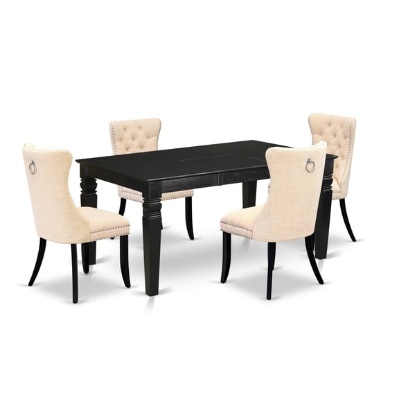 East West Furniture 5 Piece Dining Set Consists of a Rectangle Wooden Table with Butterfly Leaf