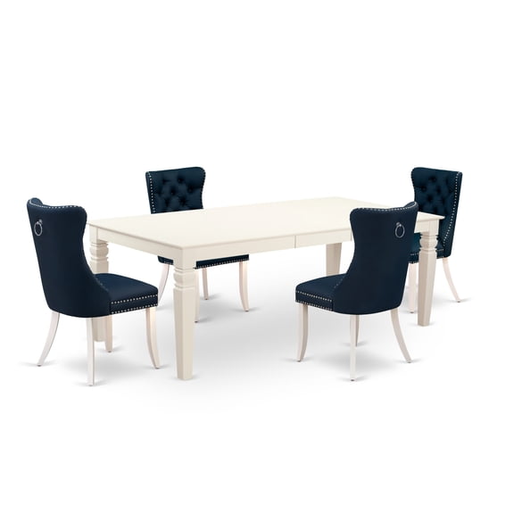 East West Furniture 5 Piece Dining Set Consists of a Rectangle Wooden Table with Butterfly Leaf