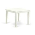 thumbnail image 1 of 5 Pc Small Kitchen Table Set with 4 Hardwood Dining Chairs in Linen White - OXBO5-LWH-W. Square table, sleek hardwood top, floral-inspired, 1 of 2