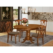 East West Furniture  5 Piece Dining Set- an Oval Kitchen Table and 4 Solid Chairs, Saddle Brown(Seat Type Options) PONA5-SBR-C