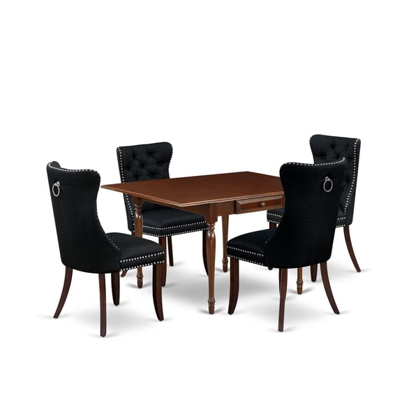 East West Furniture 5 Piece Dining Table Set Consists of a Rectangle Kitchen Table with Dropleaf