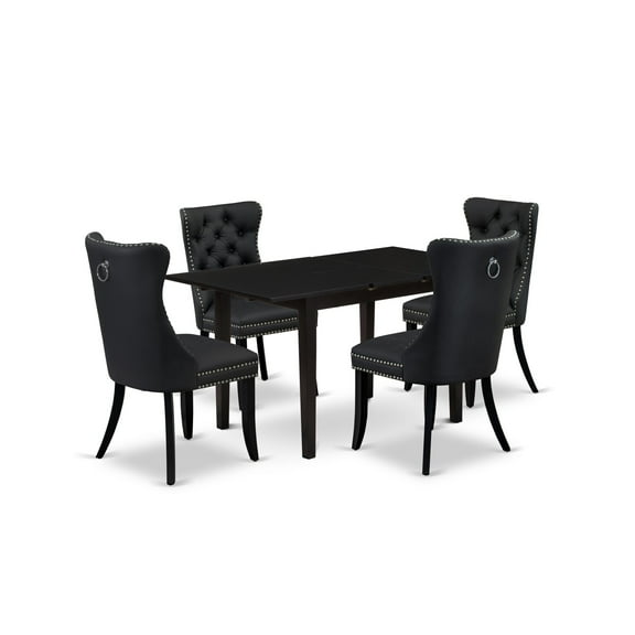 East West Furniture 5 Piece Dining Table Set Consists of a Rectangle Wooden Table