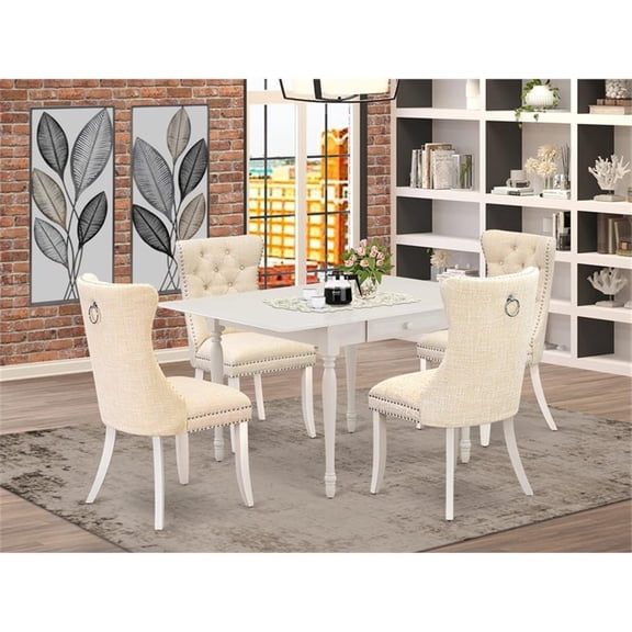 East West Furniture 5 Piece Dining Table Set Contains a Rectangle Kitchen Table with Dropleaf