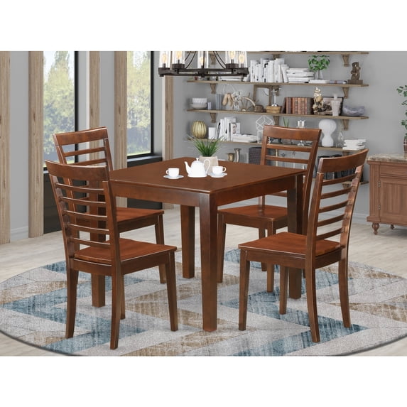 East West Furniture 5 Piece Dining Table Set - a Kitchen Table and 4 Dining Room Chairs, 36x36 Inch, Mahogany(Seat Option) OXML5-MAH-W
