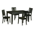 thumbnail image 1 of East West Furniture  5 Piece Dining Table Set- a Rectangle Kitchen Table and 4 Dinette Chairs, Black(Seat Options) DULE5-BLK-W, 1 of 2