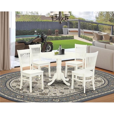 East West Furniture 5 Piece Dublin Dinette Room Set - Linen White