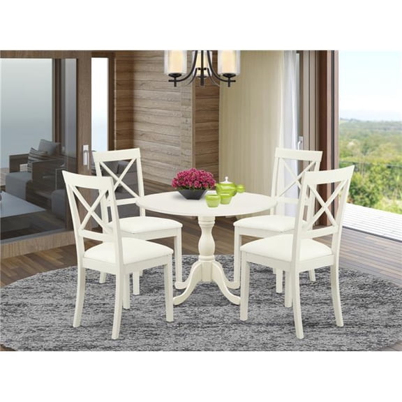 East West Furniture 5 Piece Dublin Dining Room Set - Linen White