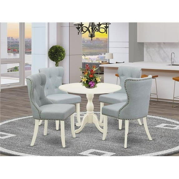 East West Furniture 5 Piece Dublin Dining Set - Linen White
