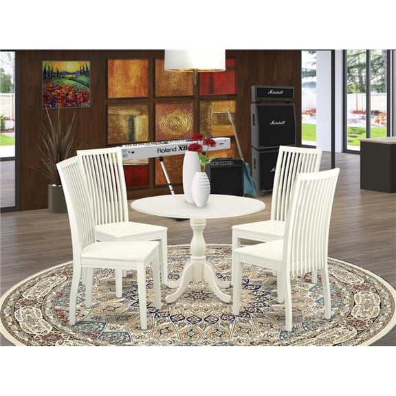 East West Furniture 5 Piece Dublin Kitchen Table Set - Linen White
