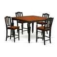 thumbnail image 1 of East West Furniture  5 Piece Kitchen Counter Set- a Square Dining Room Table and 4 Dining Chairs, Black & Cherry(Seat Options) CHEL5-BLK-C, 1 of 2
