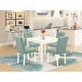 thumbnail image 1 of Ergode WESI7-BLK-21 Kitchen Table Set - 6 Parson Chairs in Linen Fabric Mineral Blue & Black Dining Table. Premium Asian Wood, Modern Design, Cozy Upholstered Seats. Lightweight & Easy-to-Assemble., 1 of 4