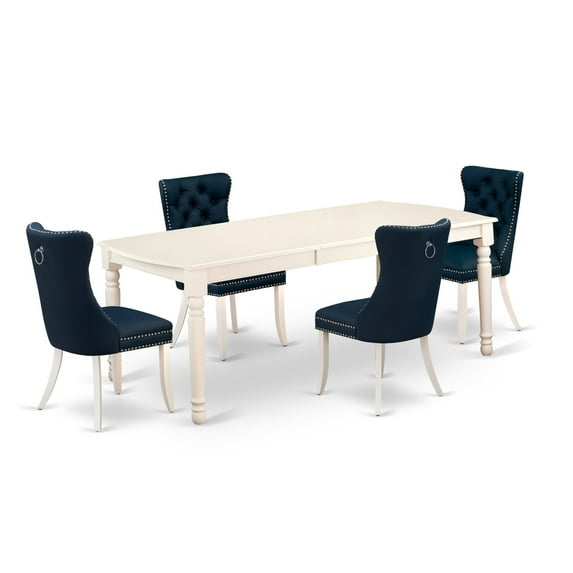 East West Furniture 5 Piece Kitchen Set Consists of a Rectangle Dining Table with Butterfly Leaf