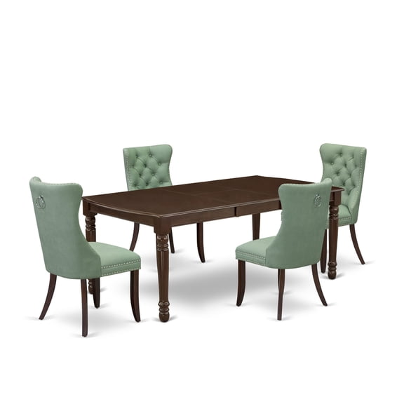 East West Furniture 5 Piece Kitchen Set Consists of a Rectangle Dining Table with Butterfly Leaf