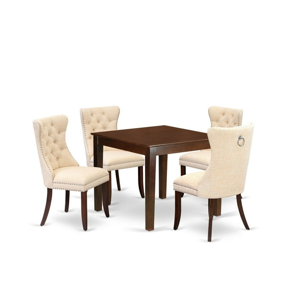 East West Furniture 5 Piece Kitchen Table & Chairs Set Contains a Square Modern Dining Table