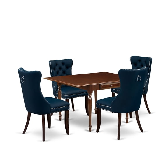 East West Furniture 5 Piece Kitchen Table Set Consists of a Rectangle Dining Table with Dropleaf