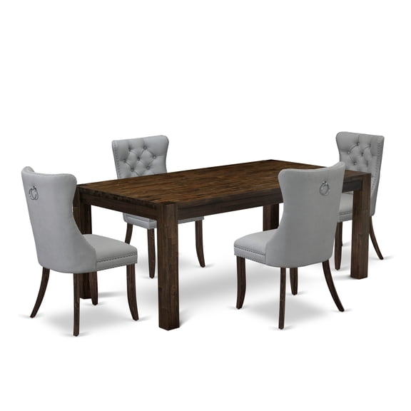 East West Furniture 5 Piece Kitchen Table Set Consists of a Rectangle Rustic Wood Dining Table