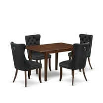 East West Furniture 5 Piece Kitchen Table Set Contains a Rectangle Dining Table with Butterfly Leaf