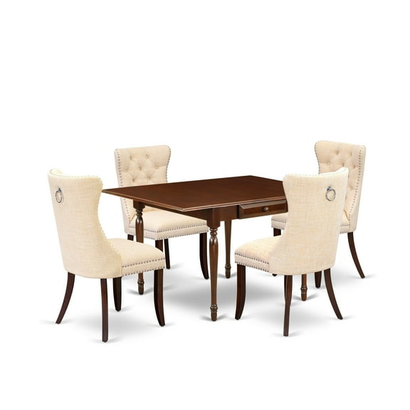 East West Furniture 5 Piece Kitchen Table Set Contains a Rectangle Dining Table with Dropleaf