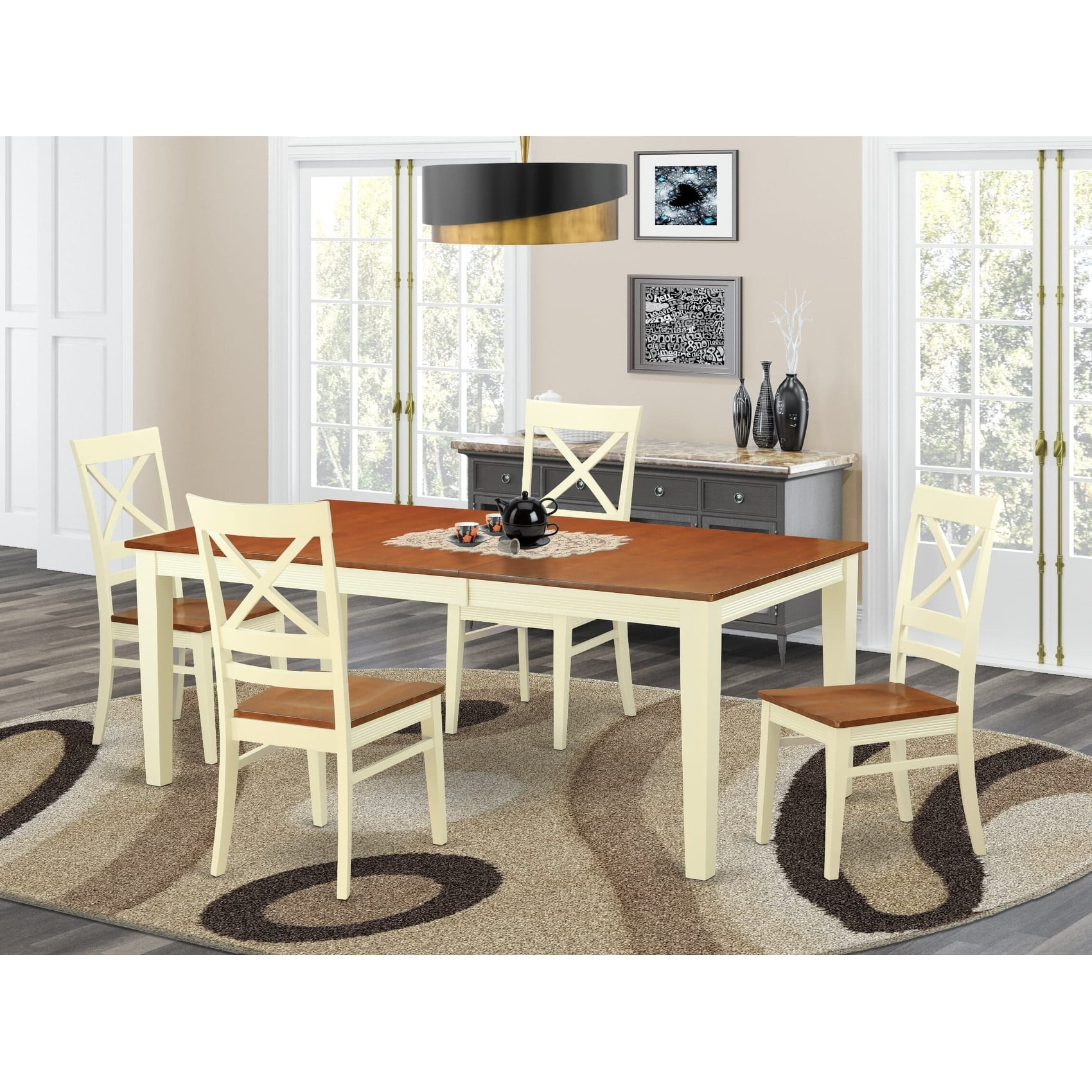 East West Furniture 5 Piece Kitchen Table Set- a Rectangle Dining Table and 4 Dining Room Chairs ...