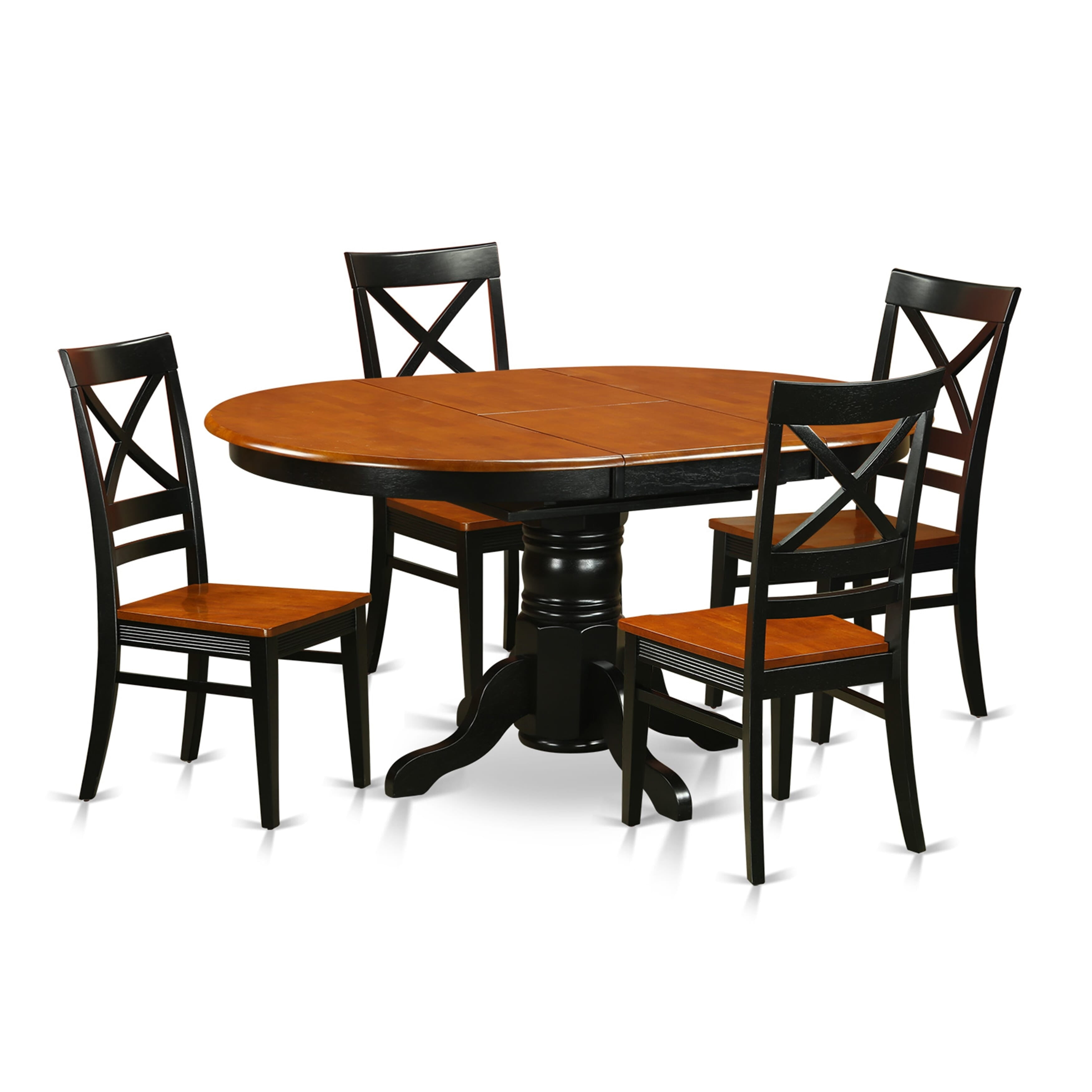 Black and Cherry Oval Dining Table Set with 4 Chairs