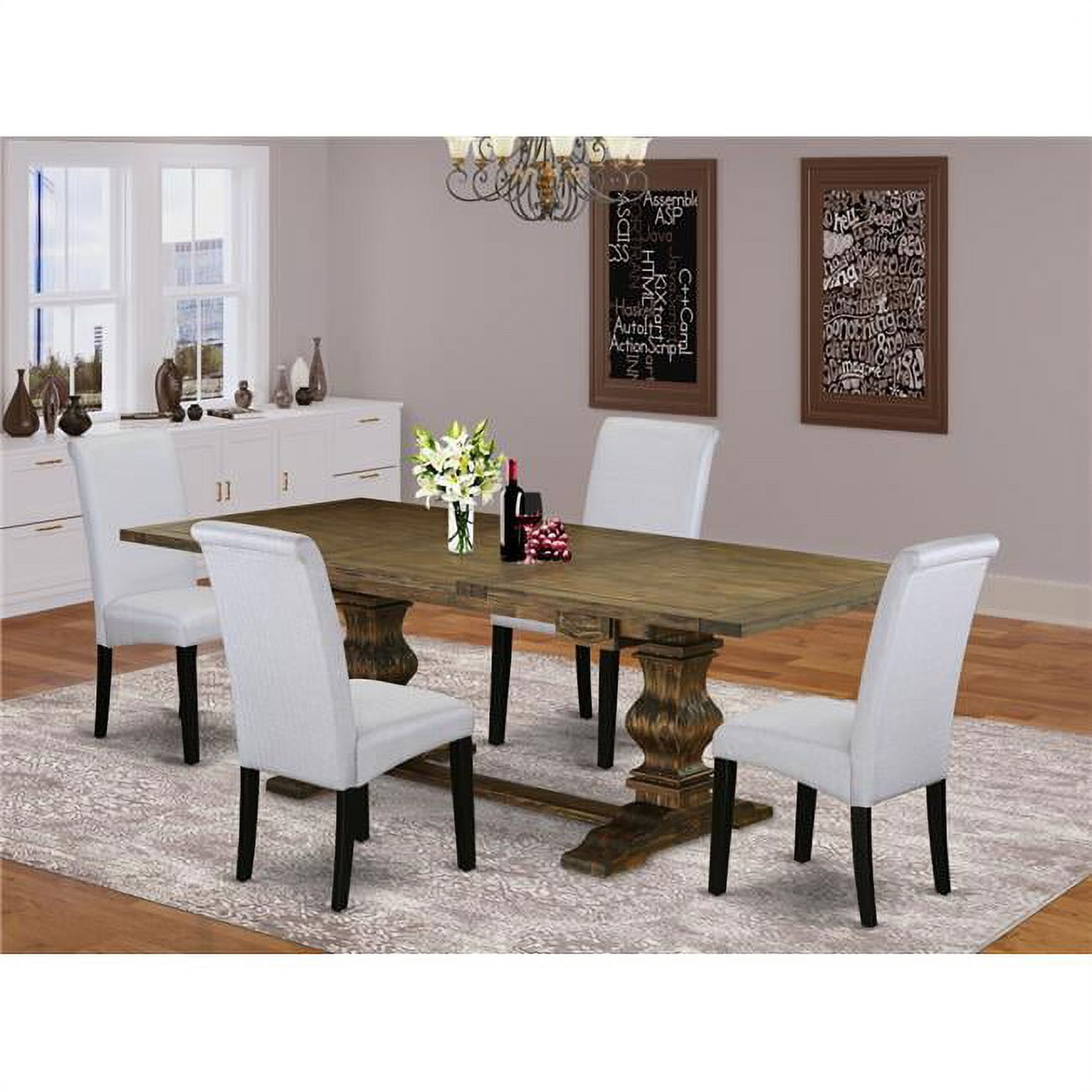 East West Furniture 5 Piece Lassale Modern Dining Table Set