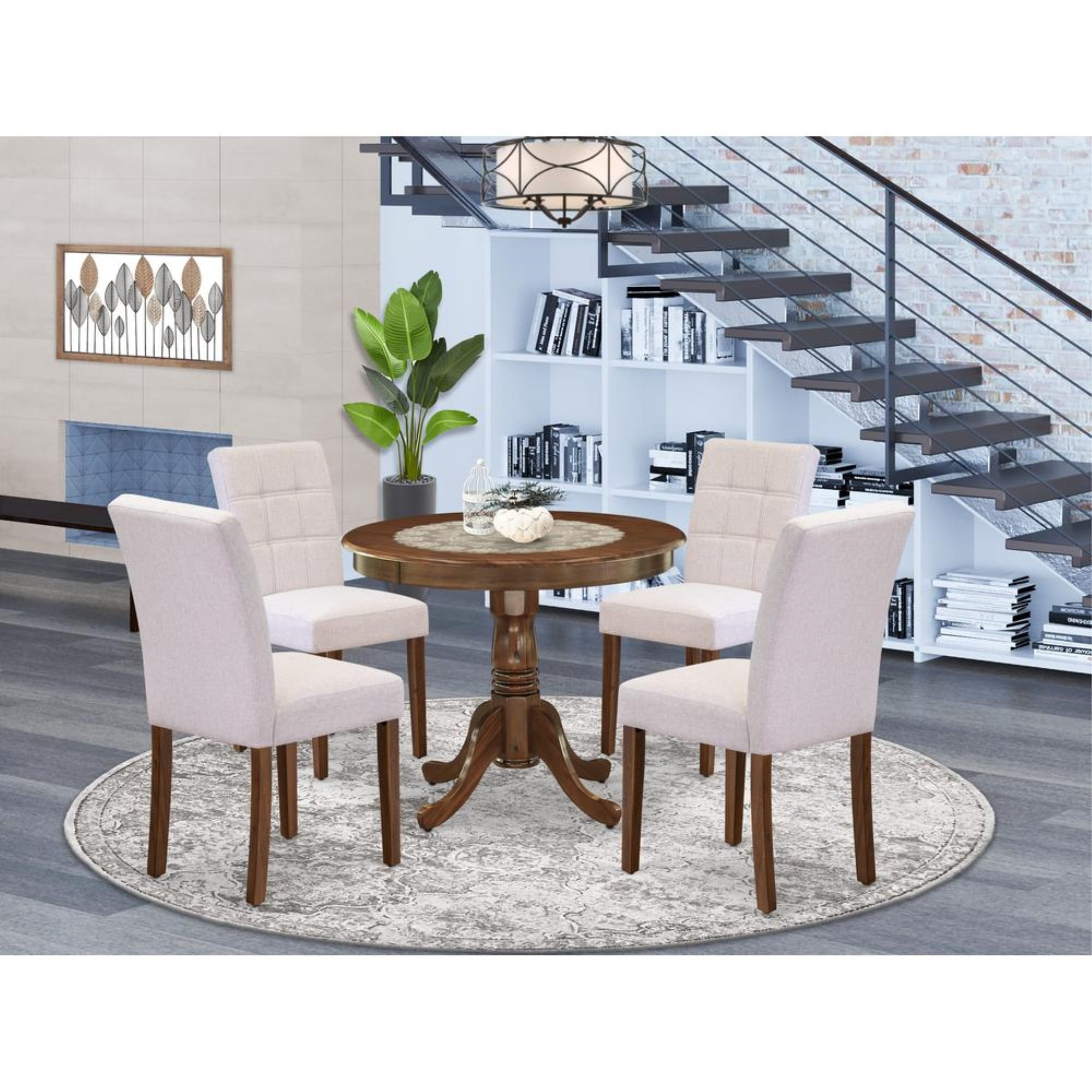 East West Furniture 5 Piece Mid Century Modern Dining Table Set ...