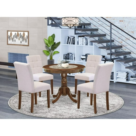 East West Furniture 5 Piece Mid Century Modern Dining Table Set consists A Modern Kitchen Table