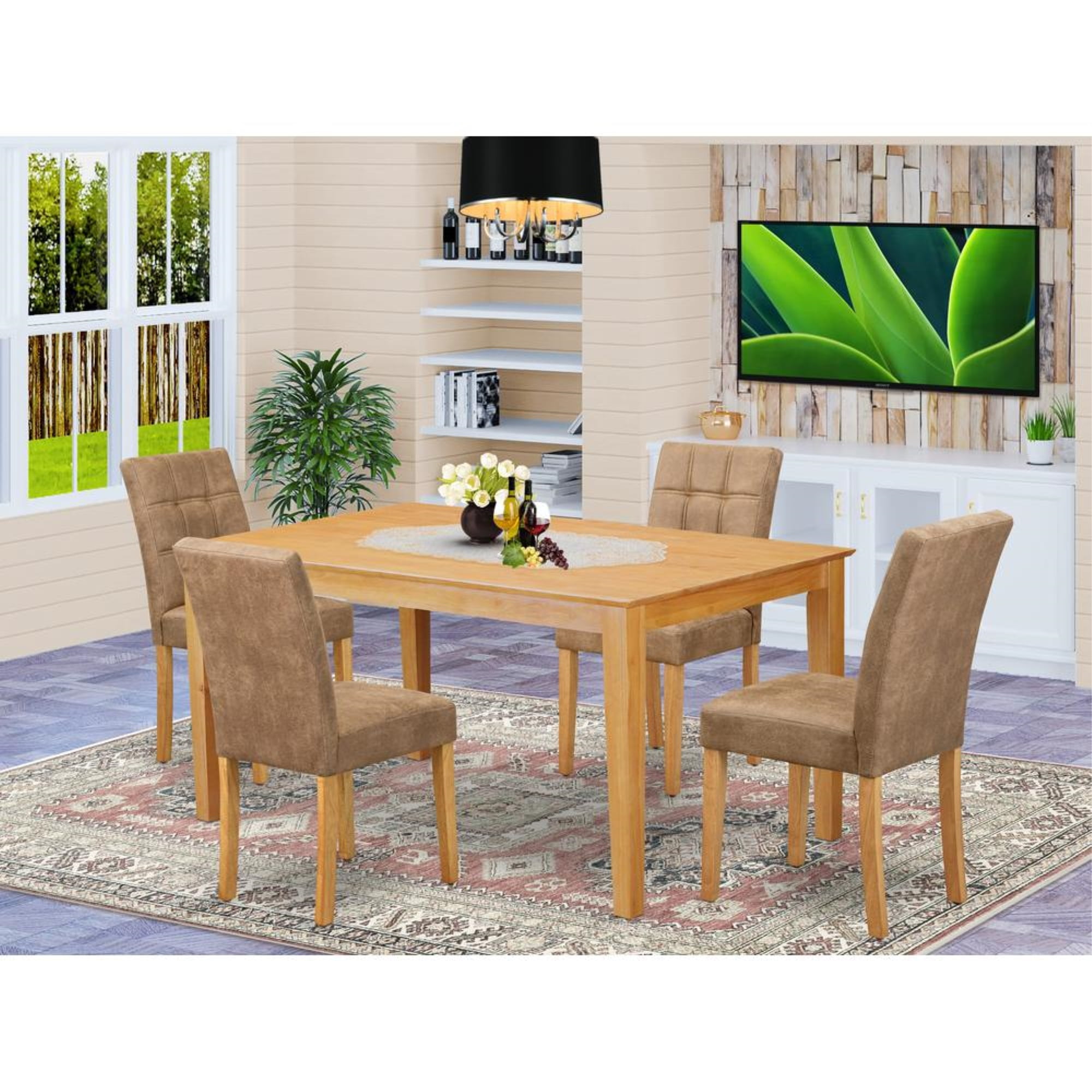 East West Furniture 5 Piece Mid Century Modern Dining Table Set ...