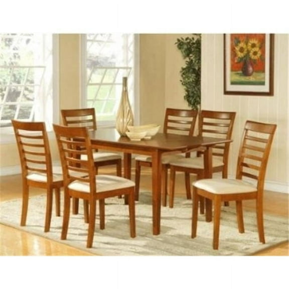 East West Furniture 5 Piece Modern Dining Table Set- a Wooden Table and 4 Dining Room Chairs, Saddle Brown (Seat Option) PSML5-SBR-W