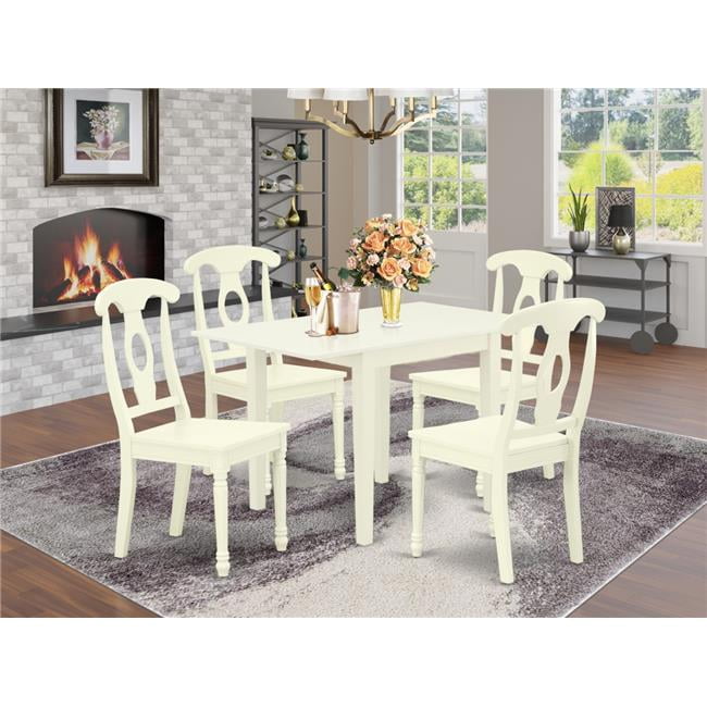 East West Furniture 5 Piece Norden Dining Table Set - Linen White ...
