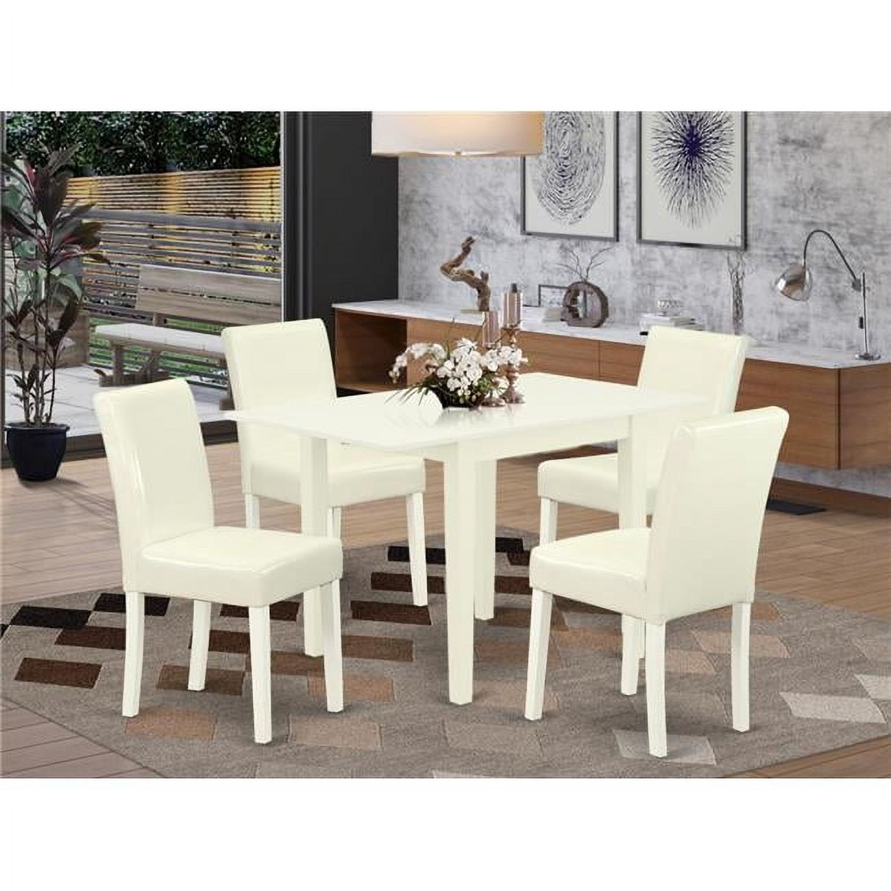 East West Furniture 5 Piece Norden Wooden Dining Table Set - White ...