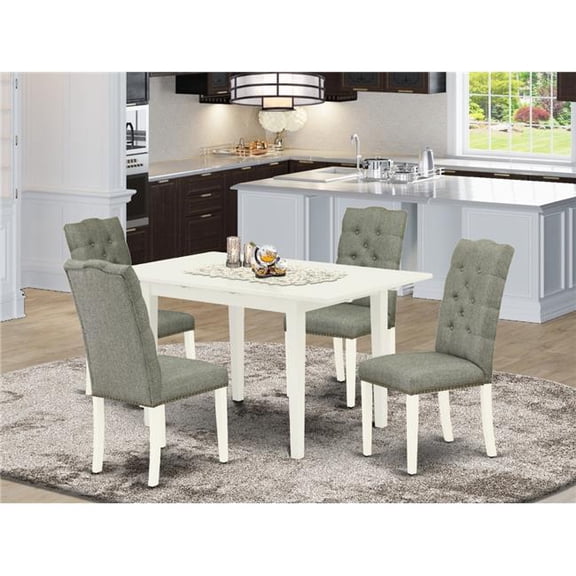 East West Furniture 5 Piece Norfolk Kitchen Dining Table Set - Linen White