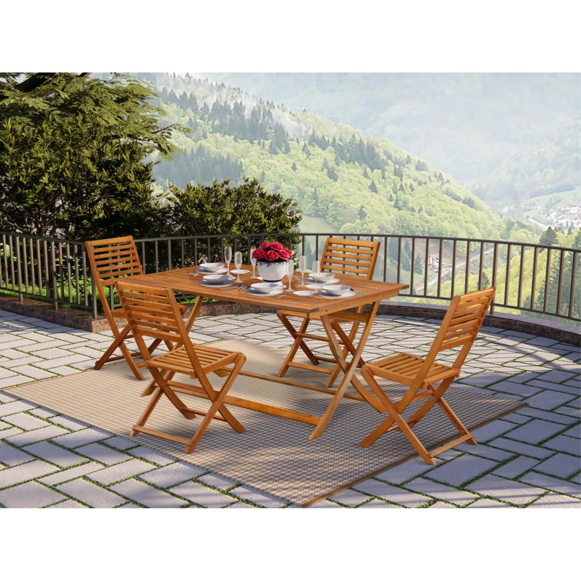 East West Furniture 5 Piece Superior Patio Dining Table Set- Ideal for ...