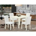 thumbnail image 1 of East West Furniture 5-Piece Table Set-A Wood Dining Table and 4PU LeatherDining Room Chairs with High Back - Linen White Finish, 1 of 10