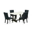 thumbnail image 1 of East West Furniture V626FO624-5 5 Piece Dining Table Set Includes 4 Black Linen Fabric Dining Chairs with Button Tufted and Linen White Rectangular Dining Table - Wire Brush Black Finish, 1 of 3