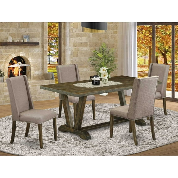 East West Furniture V777FL716-5 Kitchen Table Set, Multi-Color - 5 Piece