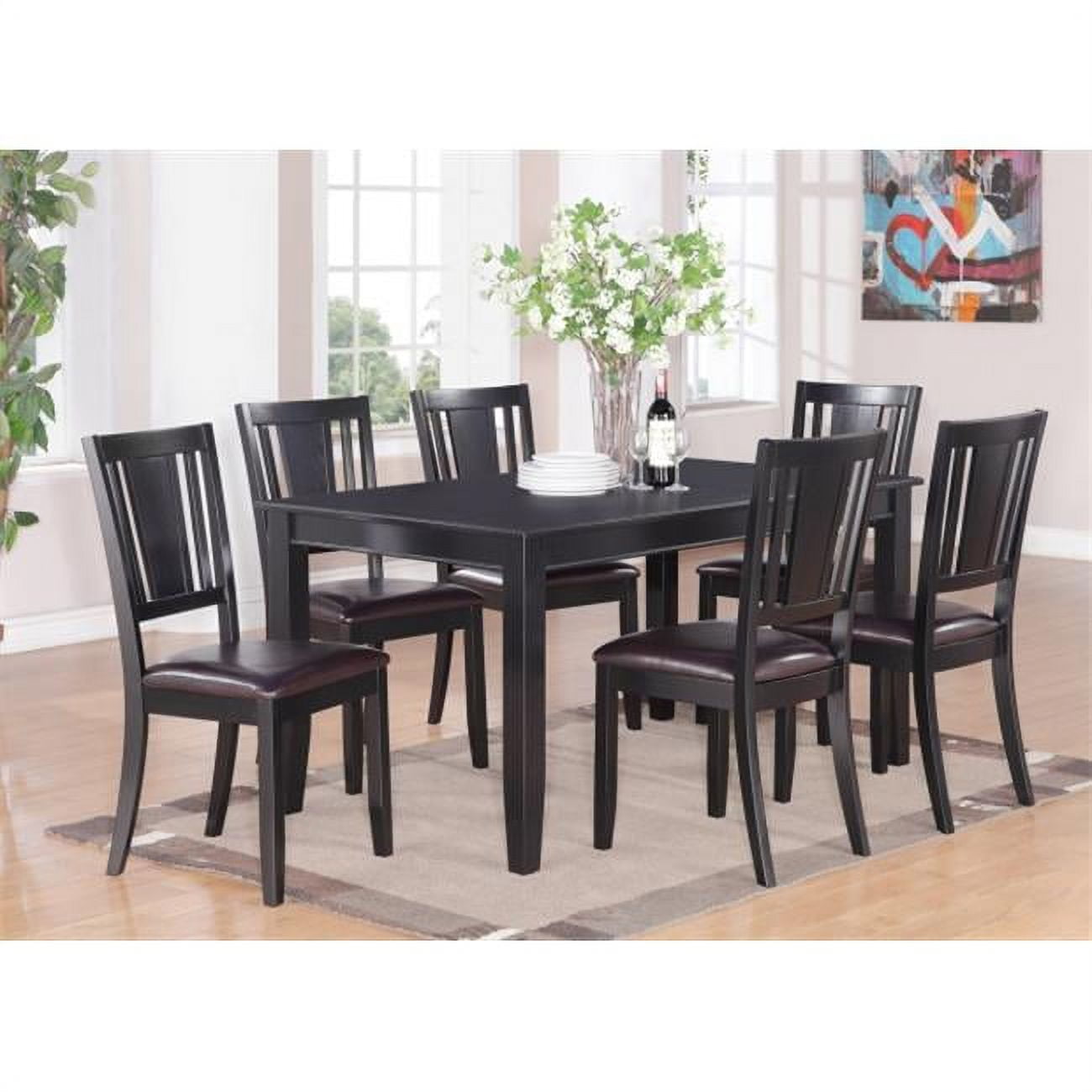 East West Furniture 5PC Dudley Table and Chairs Black